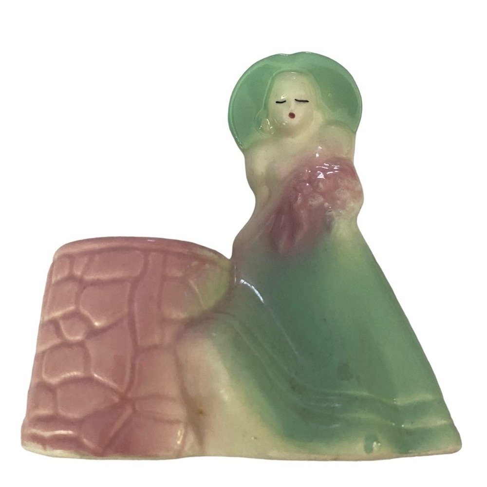 Vintage Planter Southern Belle Lady Figurine Ceramic 6"